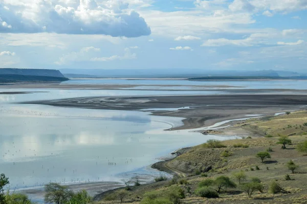Magadi Gölü 'nün kurak manzaraları, Kenya, Rift Vadisi