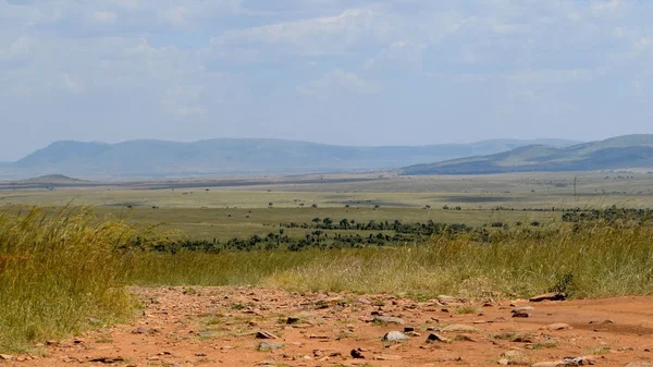 Paisagens Savana Cênica Contra Céu Reserva Nacional Masai Mara Quênia — Fotografia de Stock