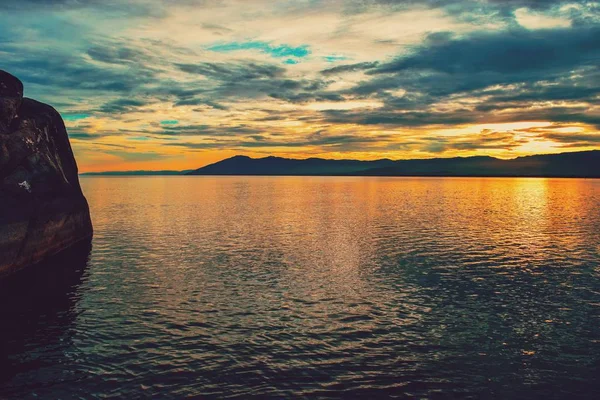 Tramonto Sulla Spiaggia Spiaggia Kande Lago Malawi — Foto Stock