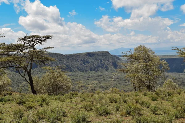 Cráter Volcánico Escurridizo Sobre Fondo Manto Monte Suswa Kenia — Foto de Stock