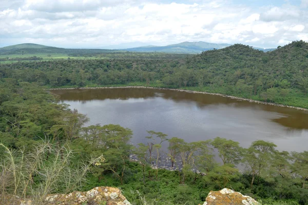 Malerischer See Der Malerischen Vulkanlandschaft Von Naivasha Kenia — Stockfoto