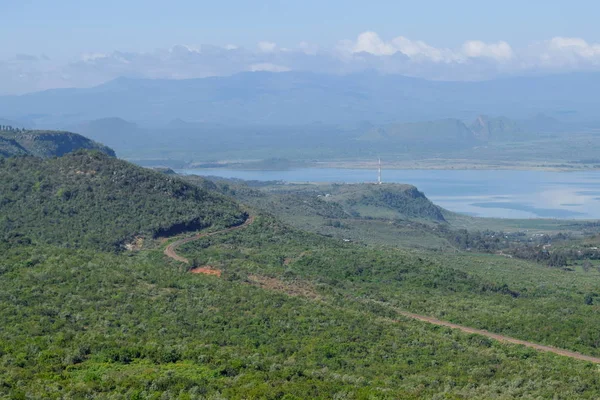 Wandern Der Malerischen Berglandschaft Ländlichen Kenia Aberdare Ranges — Stockfoto