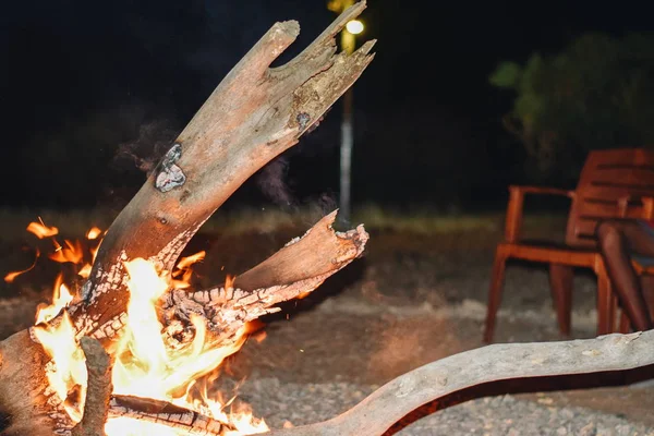 Campfire along the shores of Lake Magadi, Kenya