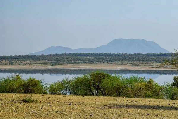 Scenic Lake Arid Background Rural Kenya Lake Magadi Rift Valley — Stock Photo, Image