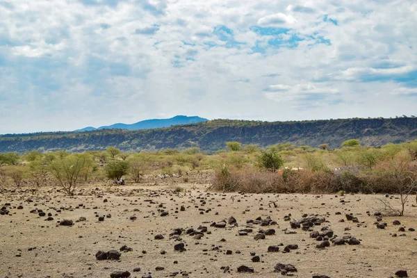 Scenic Arid Landscapes Sky Lake Magadi Kenya — Stock Photo, Image