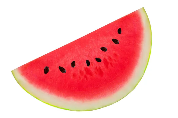 Scheiben Geschnittene Reife Wassermelone Isoliert Auf Weißem Hintergrund Nahaufnahme — Stockfoto