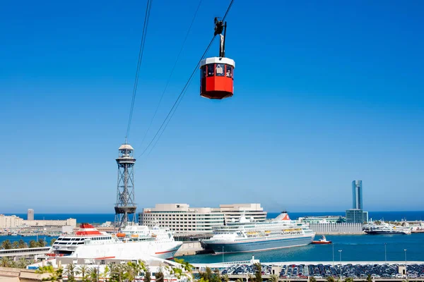 Cabinovia Sul Porto Barcellona Durante Giornata Estiva Spagna — Foto Stock