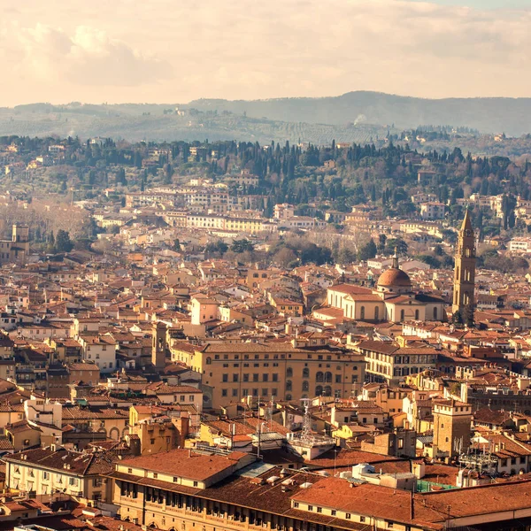 Vackra Florens Stadssilhuetten Solnedgången Italien — Stockfoto