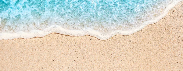 Měkká Vlna Modrého Oceánu Písečné Pláži Letním Cestování Koncept — Stock fotografie