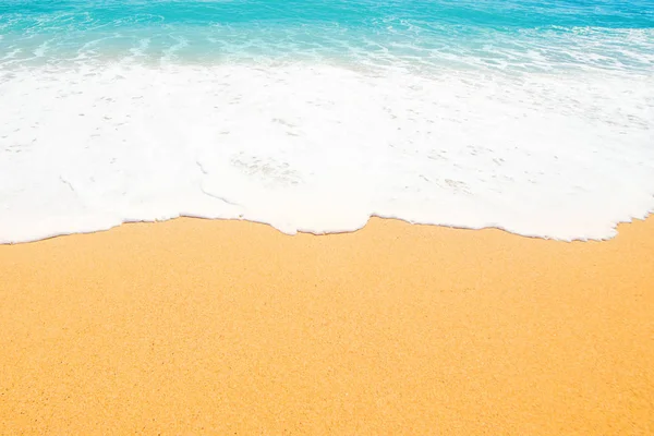 Soft Wave Blue Ocean Sandy Beach Summer Travel Concept — Stock Photo, Image