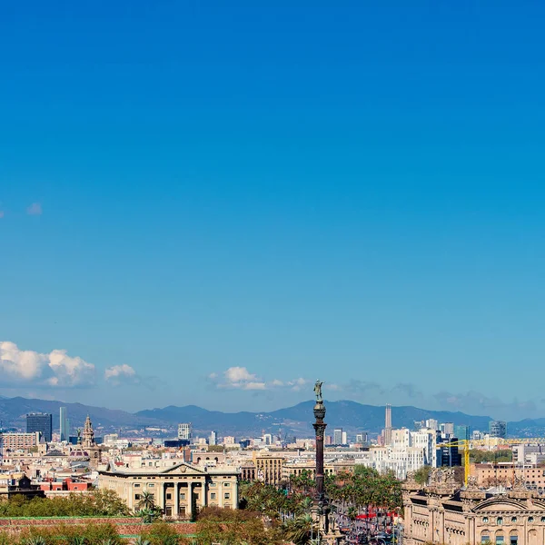 Aerial Panorama View Barcelona City Skyline Passeig Colom — Stock Photo, Image