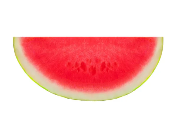 Scheibe Wassermelone Isoliert Auf Weißem Hintergrund Nahaufnahme Kernlose Hälfte Der — Stockfoto