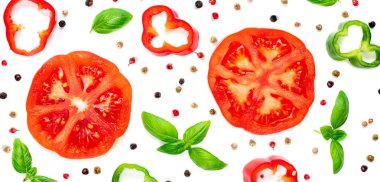 Taze sebzeler, otlar ve baharatlar ile Seamless modeli. Beyaz arka plan üzerinde izole. Top vie