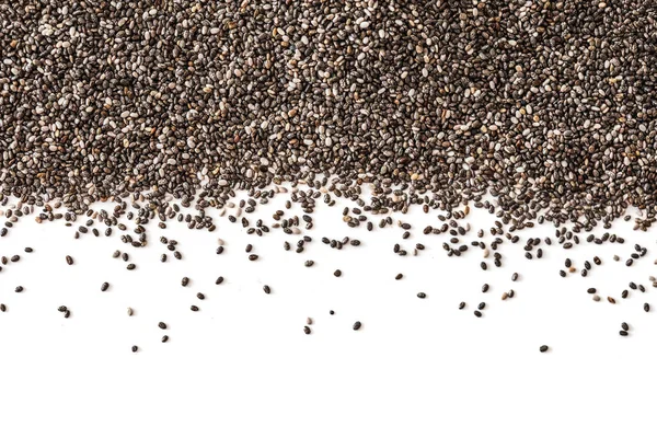 Chia Zaden Geïsoleerd Een Witte Achtergrond Close Bovenaanzicht Chia Superfood — Stockfoto