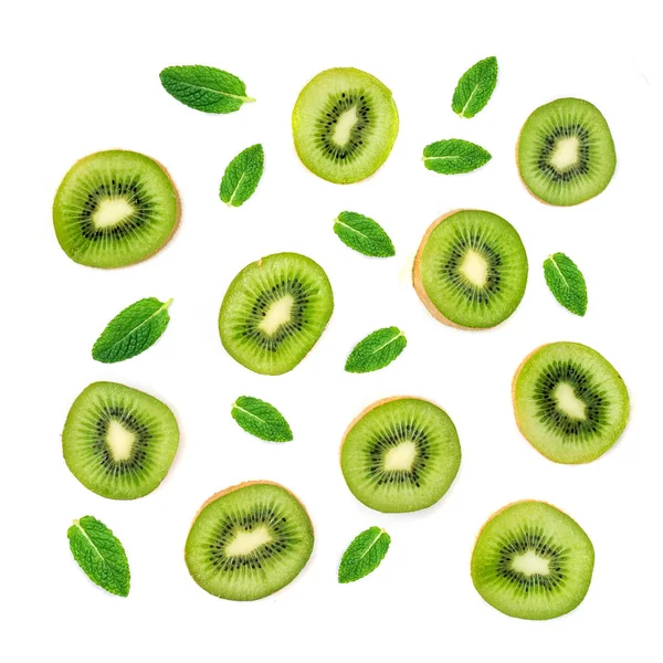 Model Fructe Aspect Creativ Din Fructe Kiwi Frunze Mentă Multe — Fotografie, imagine de stoc