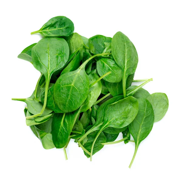 Heap Fresh Green Spinach Leaves Isolated White Background — Stock Photo, Image