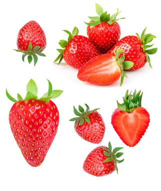 Beyaz arka planda izole edilmiş çilekler.