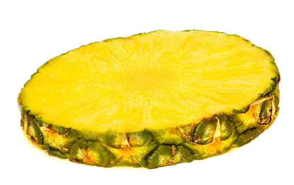 Ananas Skivad Ring Isolerad Vit Bakgrund Makro — Stockfoto