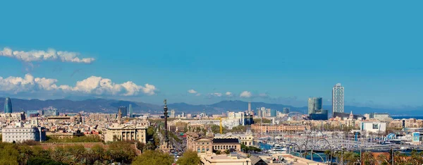 Flygfoto Panorama Utsikt Över Barcelona City Skyline — Stockfoto