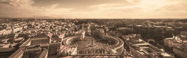 Roma, İtalya, Vatikan ve hava görünümünde binaları ile ünlü Saint Peter's Meydanı. Roma güzellikler