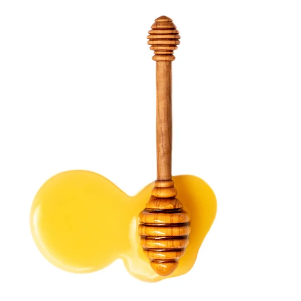 Honing Druipende Geïsoleerd Een Witte Achtergrond Honing Stromen Druppels Ideaal — Stockfoto