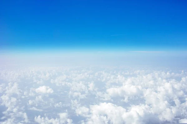 Plane Window View Blue Sky Clouds — Stock Photo, Image