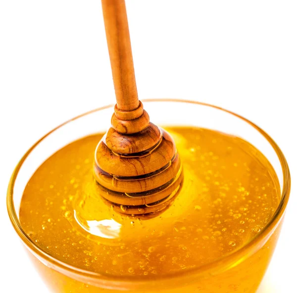 Sweet Honey Pouring Isolated White Background Honey Liquid Textured Drop — Stock Photo, Image