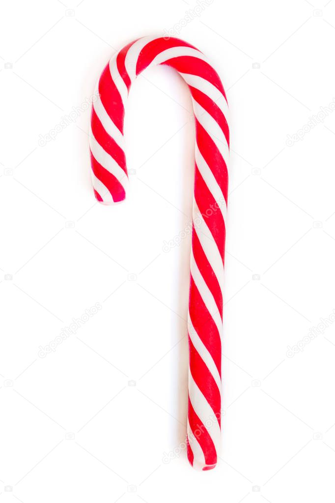 Christmas Candy cane isolated on white Background  for greeting card on Christmas and New Year. Close up