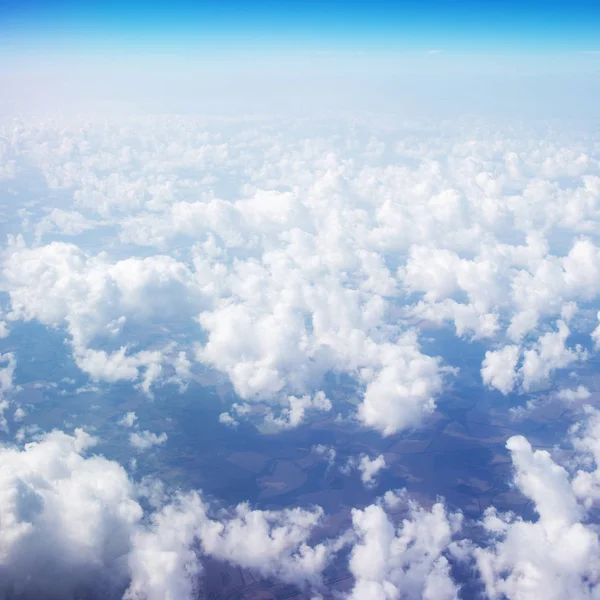 Beautiful Sky Clouds View Airplane Window Blue Sky Fluffy Clouds — Stock Photo, Image