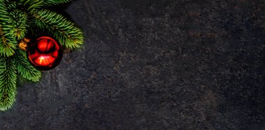 Noel kompozisyon köknar ağacı dalları ile koyu arka plan üzerinde