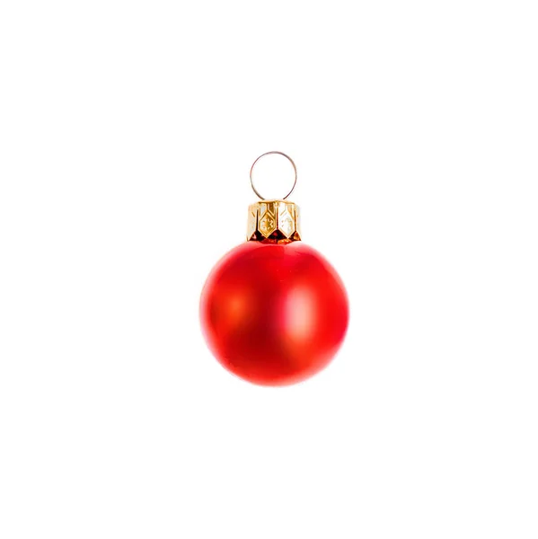 Boże Narodzenie Ball Czerwony Białym Tle Dekorację Świąteczną — Zdjęcie stockowe