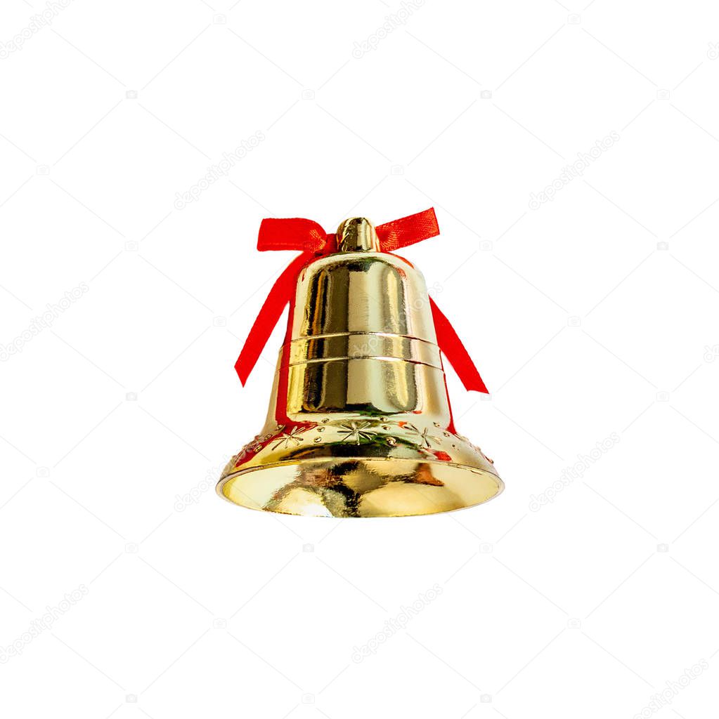 Jingle bell. Christmas Decoration  isolated on white background close up