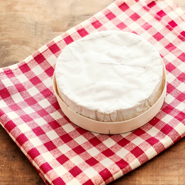 Cheese Camembert Wooden Desk Top View Soft Creamy Cheese Brie — Stock Photo, Image