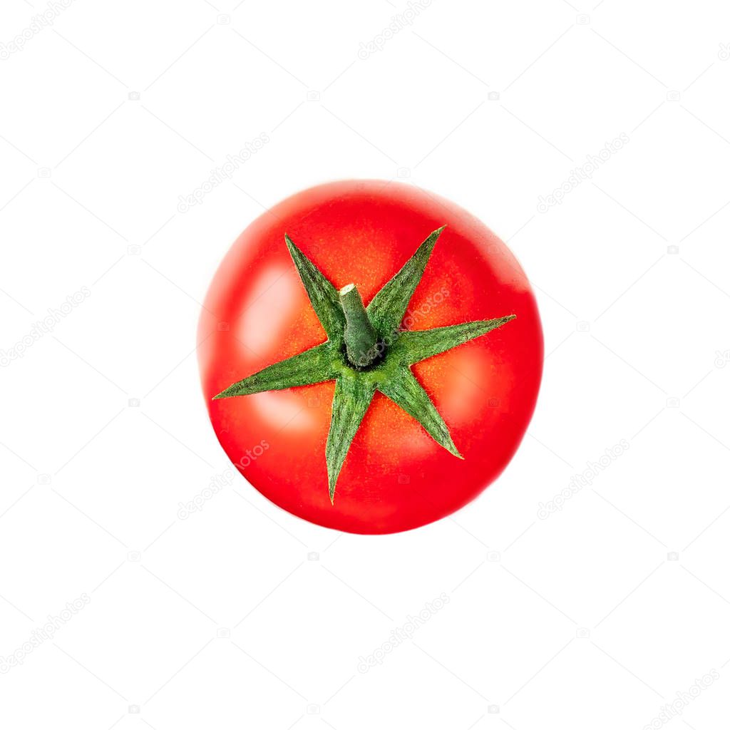 Ripe tomato isolated on white background.