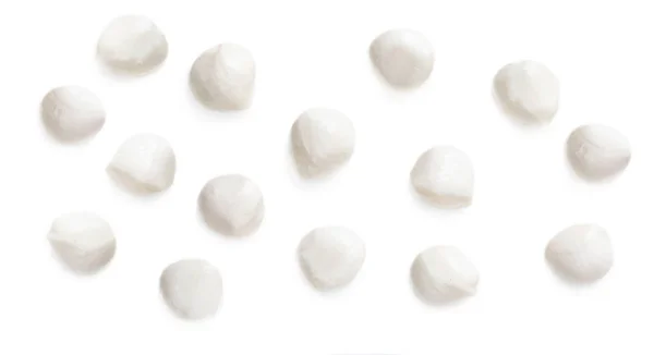 Mozzarella Fresco Isolado Fundo Branco Bolas Queijo Mozzarella Italianas Tradicionais — Fotografia de Stock