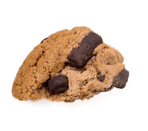 Pedaço Biscoitos Caseiros Chocolate Isolados Fundo Branco Macro — Fotografia de Stock