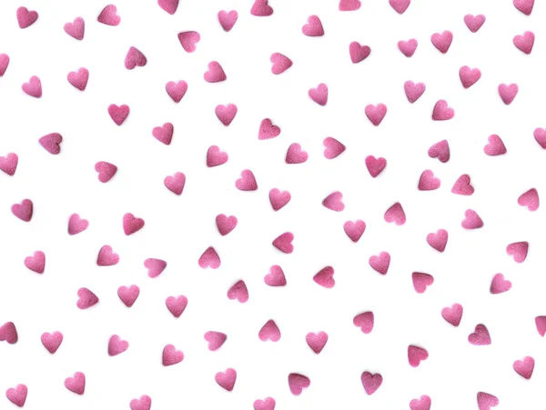 Güzel Desen Beyaz Sevgililer Günü Arka Plan Izole Kırmızı Kalpler — Stok fotoğraf
