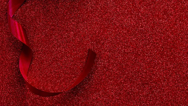 Abstract Valentine Day Background Red Ribbon Принято Концепция Любви Плоский — стоковое фото