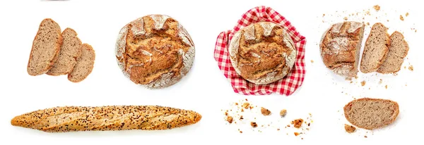 Beyaz Arka Plan Üzerinde Izole Taze Pişmiş Ekmek Şekli Yuvarlak — Stok fotoğraf