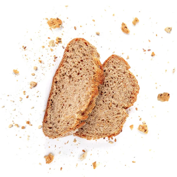 Brot Toasts Isoliert Auf Weißem Hintergrund Semmelbrösel Und Brotscheiben Schließen — Stockfoto