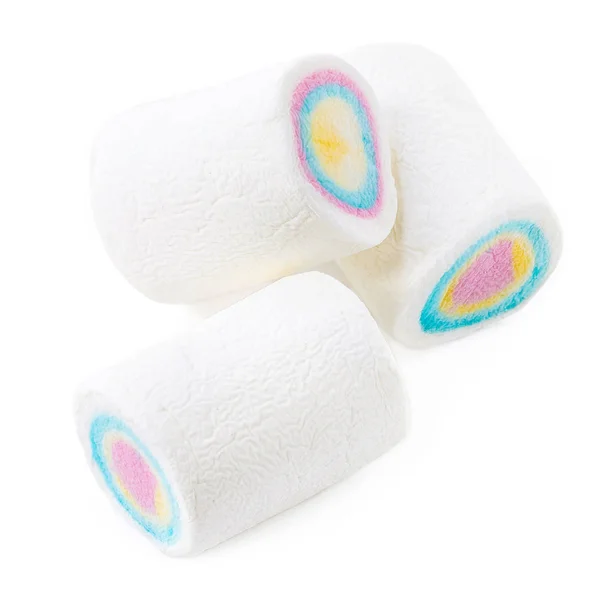 Branco Fluffy Marshmallow Isolado Sobre Fundo Branco Bico Doce Marshmallows — Fotografia de Stock