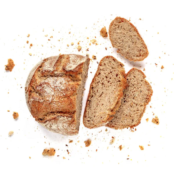 Pâine Tăiată Izolată Fundal Alb Feliile Proaspete Pâine Închid Brutărie — Fotografie, imagine de stoc