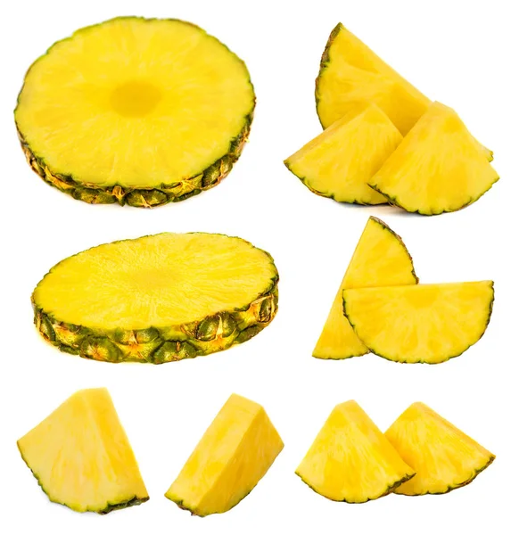 Ananas Fruit Collectie Gesneden Ananas Geïsoleerd Witte Achtergrond — Stockfoto