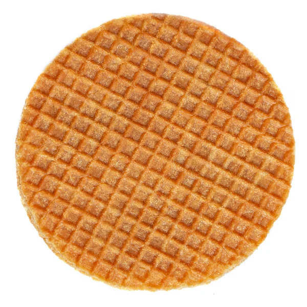 Gofre de caramelo holandés, stroopwafel redondo aislado sobre una espalda blanca — Foto de Stock