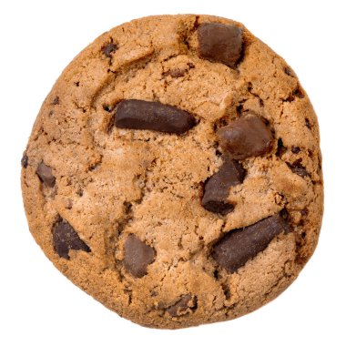 Beyaz arka plan üzerinde izole büyük Çikolata parçalı kurabiye. Kapat-u