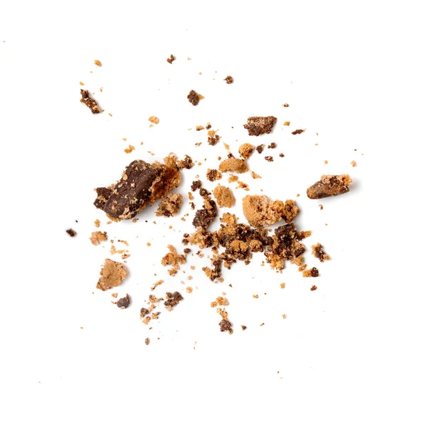 Chocolate chip cookie with crumbs  isolated on white background. Royalty Free Stock Photos