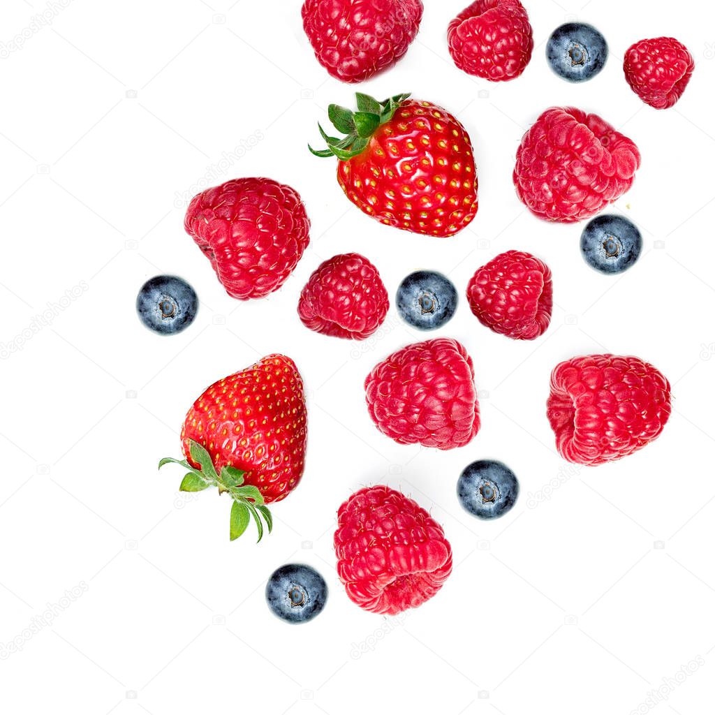 Mixed Summer Berries. Strawberry, Raspberry, Blueberries  and Mi