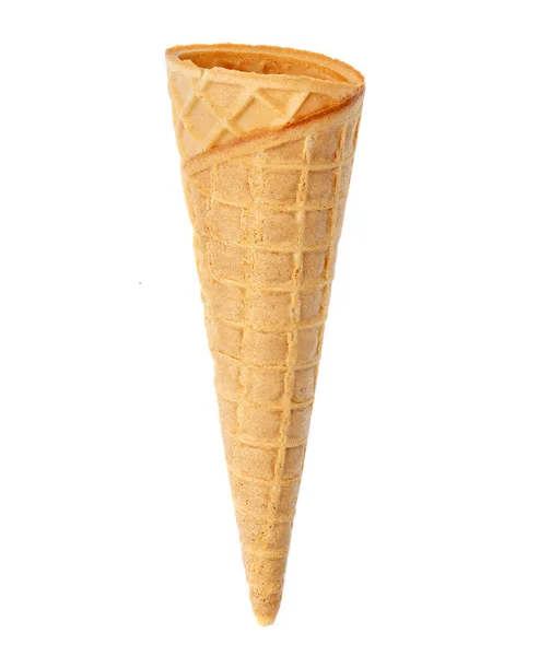 Cone Sorvete Vazio Isolado Fundo Branco Doce Conceito Verão — Fotografia de Stock