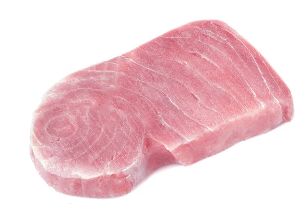 Řezy Tuňák Steak Izolovaných Bílém Pozadí Pohled Shora — Stock fotografie