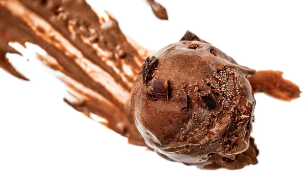 Smashed Chocolate Ice Cream White Background — Stock Photo, Image